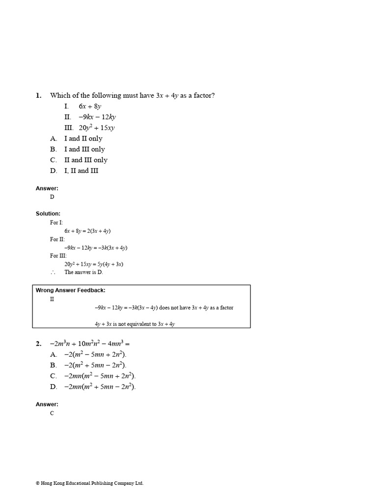 2A+RevEx+Answers+%28MC%29 | PDF | Area | Volume