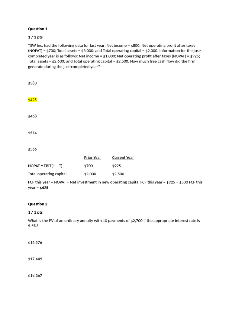 Finance Mid Term Exam Sem 1 | PDF | Yield (Finance) | Bonds (Finance)