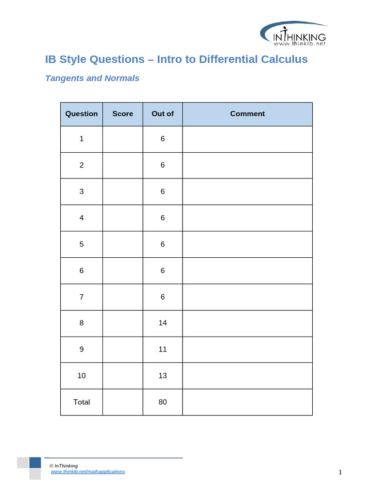 Batch of 10 - Differential Calculus Part 2 - Tangents and Normals | PDF ...