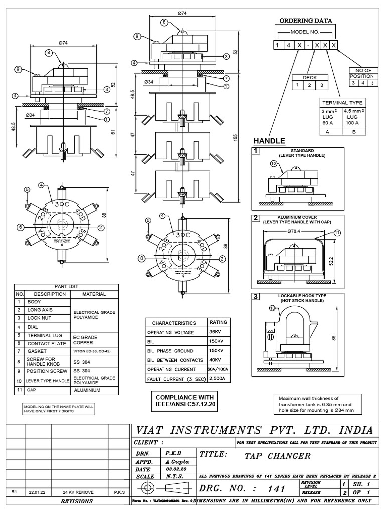 VIAT 141 (R1) TAP CHANGER | PDF | Equipment | Manufactured Goods
