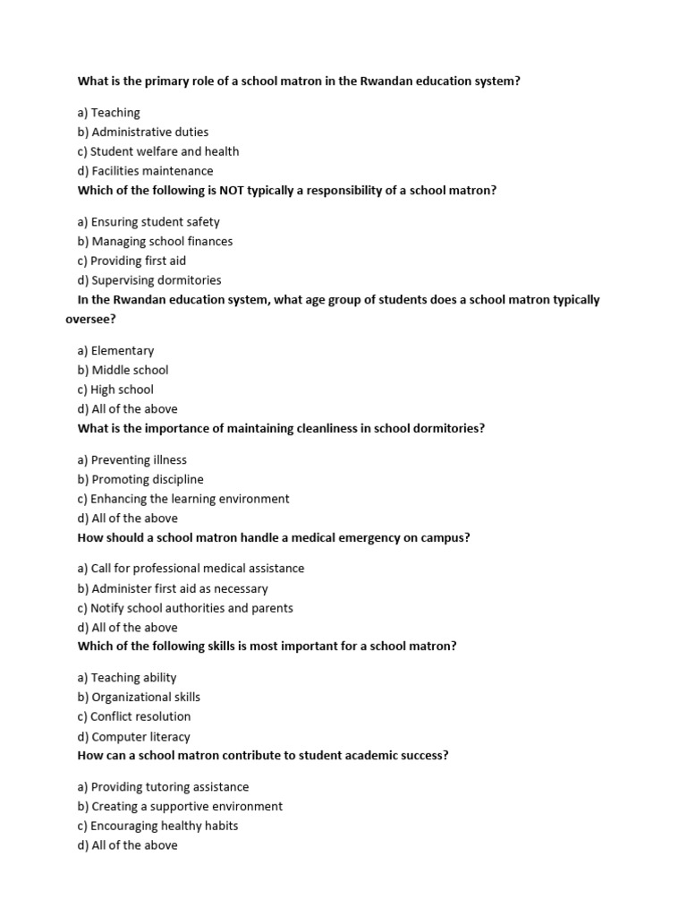 Duties and Role of a School Matron | PDF | Schools | Teachers