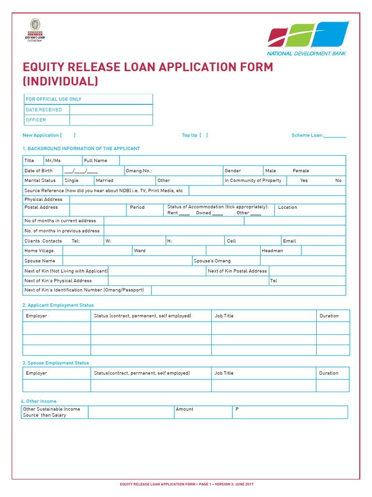EQUITY Loan Application Form (INDIVIDUAL) - New | PDF | Mortgages | Banks