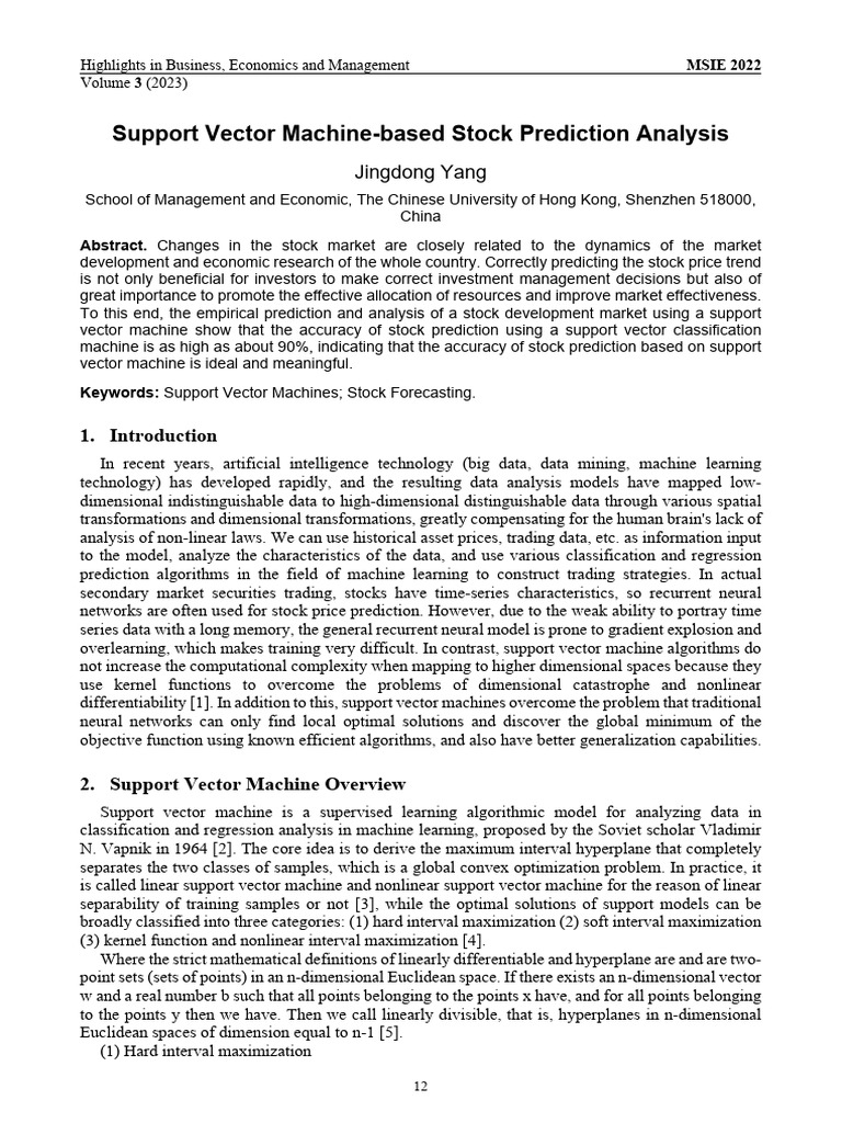 SVM Stock Prediction Analysis | PDF | Support Vector Machine ...