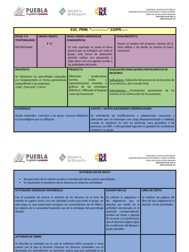 Planeacion Formato | PDF | Educación primaria | Evaluación
