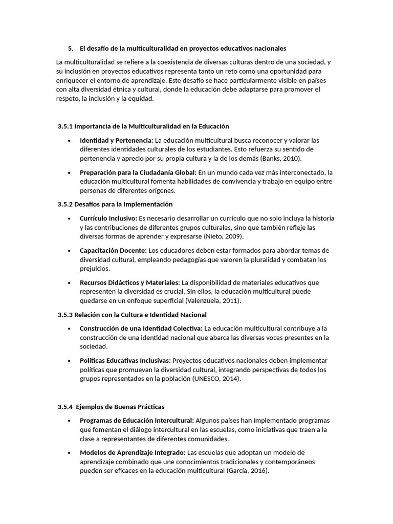 El Desafío de La Multiculturalidad en Proyectos Educativos Nacionales ...