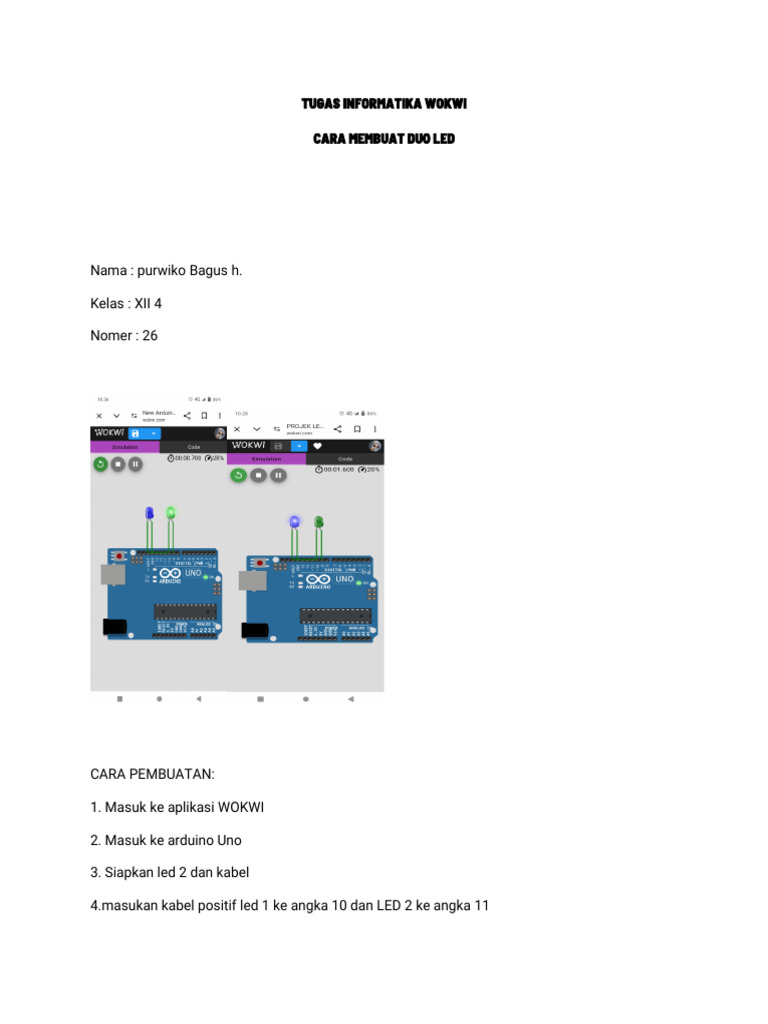 TUGAS INFORMATIKA WOKWI LAMPU LED DUO-WPS Office | PDF