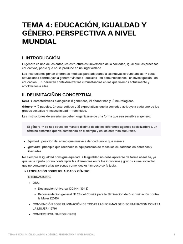 Educación y Género: Perspectiva Global | PDF | Igualdad de género ...