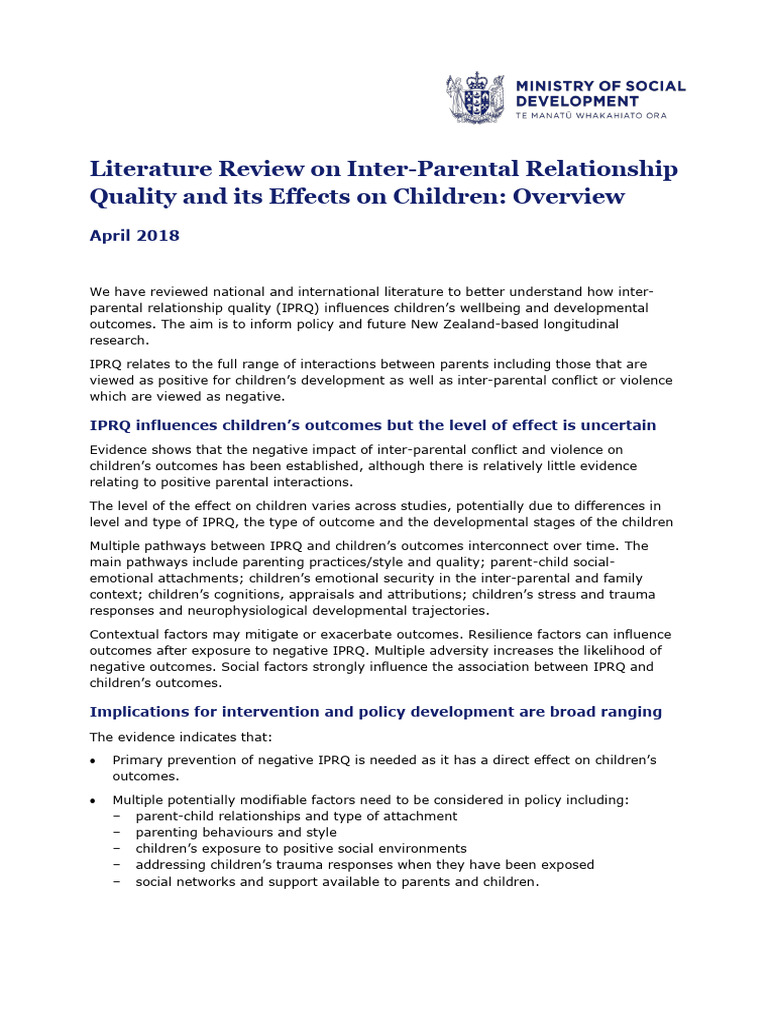 Overview Inter Parental Relationship Quality and Its Effects On ...