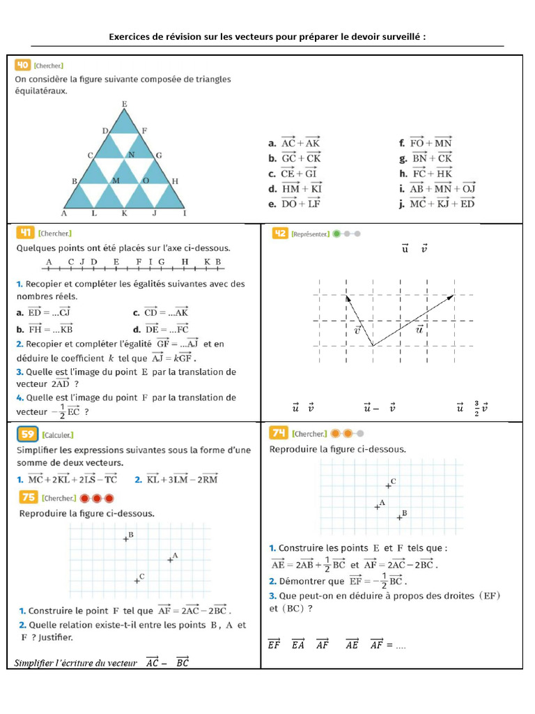 Exercices Revisions Vecteurs | PDF