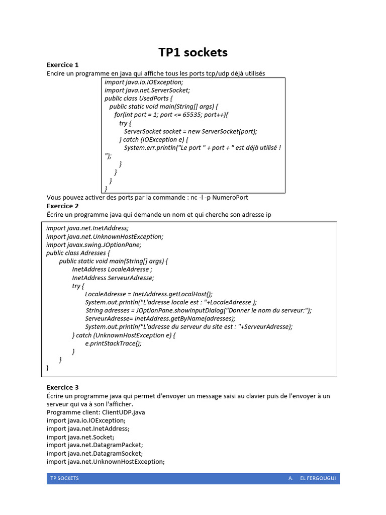Programmation Java avec Sockets | PDF | Programmation informatique ...