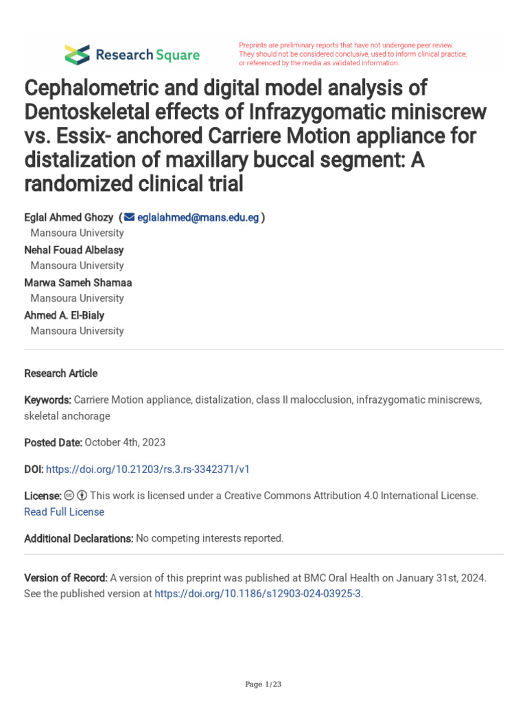 Cephalometric and Digital Model Analysis of Dentoskeletal Effects of ...