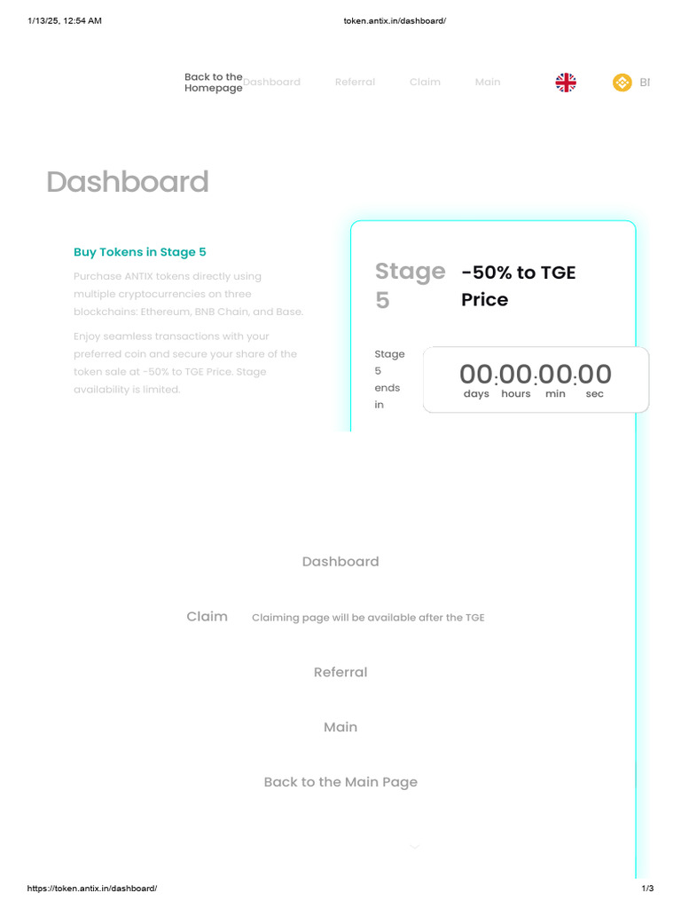 ANTIX Token Sale: Stage 5 Details | PDF | Financial Markets | Economies