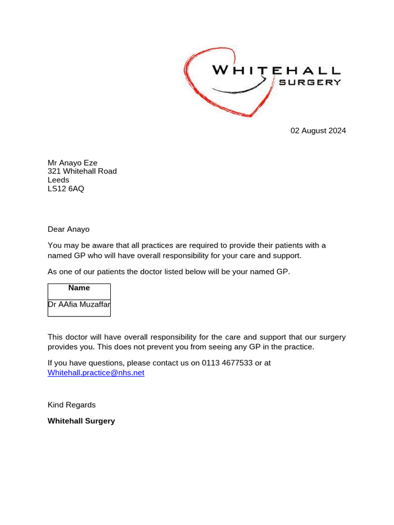 Your Named GP Notification Letter | PDF