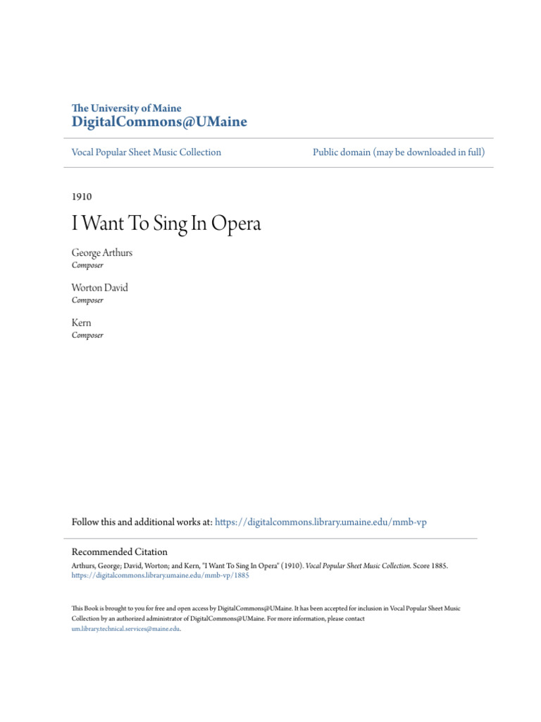 I Want to Sing in Opera Sheet Music | PDF