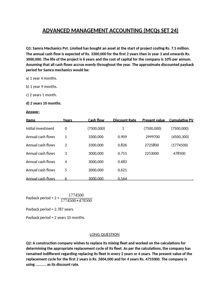 AMA SET 24 | PDF | Net Present Value | Financial Accounting