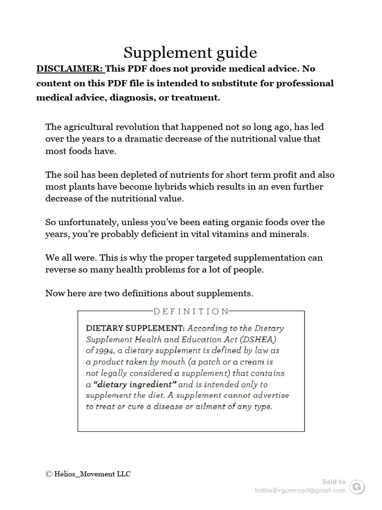 Supplement guide (1) | PDF | Dietary Supplements | Vitamin