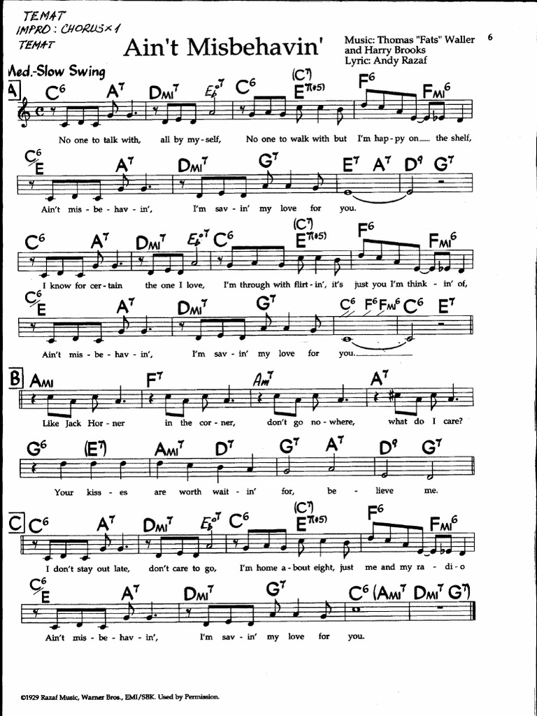 Ain T Misbehaving Pdf