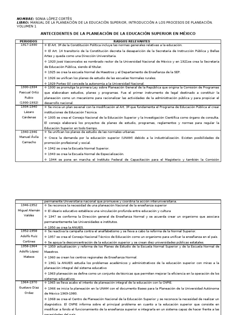 Historia de la Planeación Educativa en México | PDF | Educación más ...