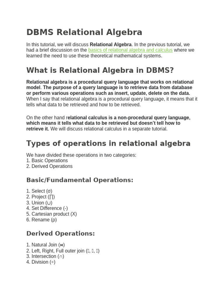 5 Relational Algebra | PDF | Relational Model | Computer Programming