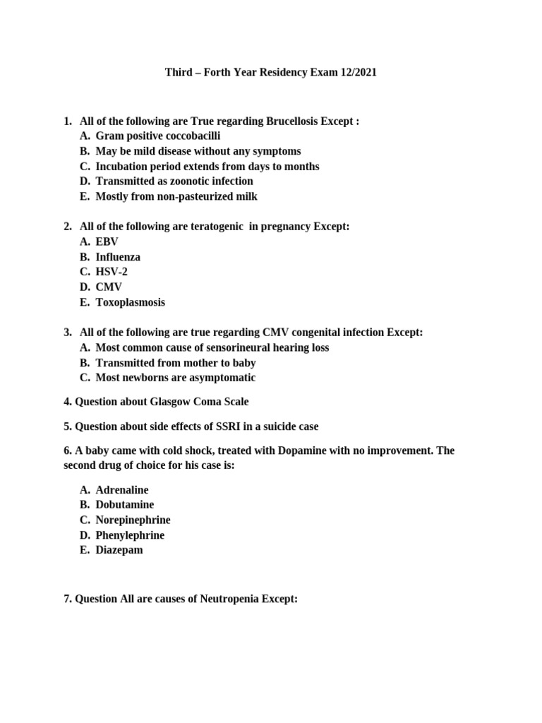 Residency Exam Questions December 2021 | PDF | Pneumonia | Medicine