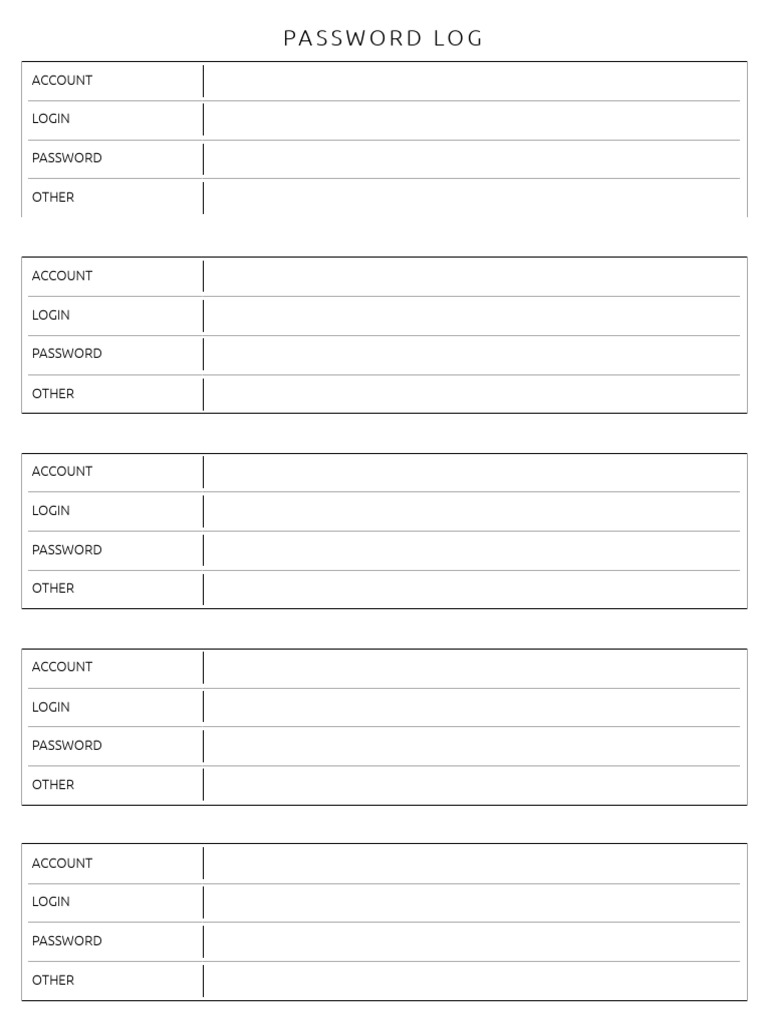Password Log Minimalist Style-Letter | PDF