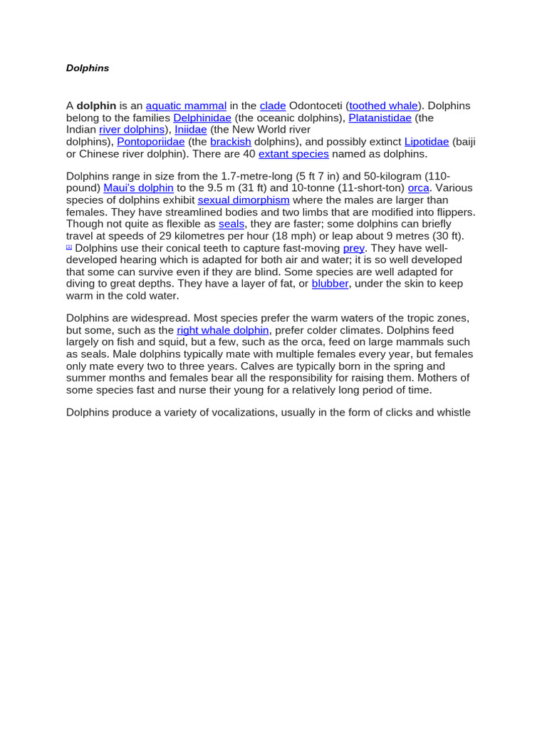 Dolphins | PDF