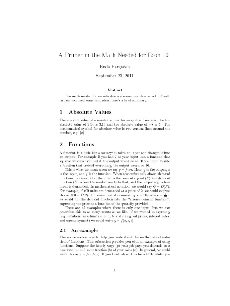 Math Primer | PDF | Function (Mathematics) | Slope