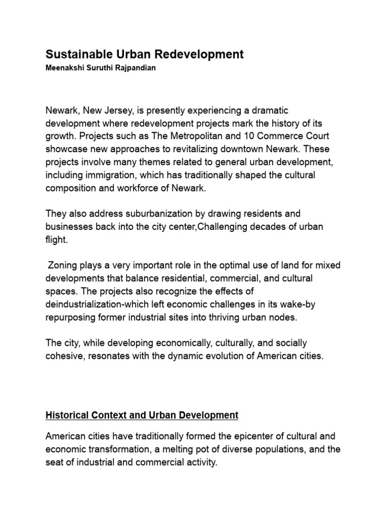 Newark's Sustainable Urban Redevelopment | PDF | Mixed Use Development ...