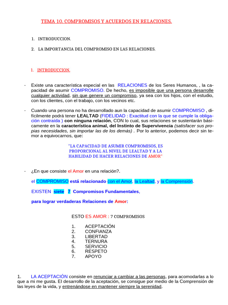 Compromisos Clave en Relaciones Amorosas | PDF | Amor | Libertad