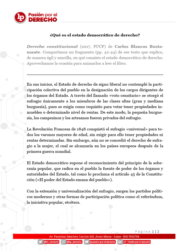 Estado Democratico de Derecho LP 2 | PDF | Democracia | Ideologías ...
