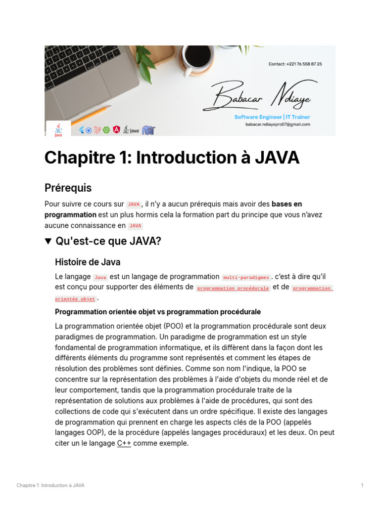 Introduction au langage Java | PDF | Java (Langage de programmation ...