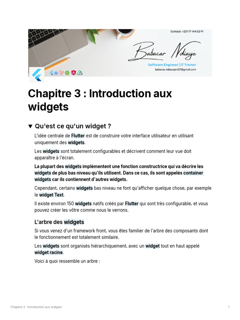 Introduction aux Widgets Flutter | PDF | Logiciel | Informatique