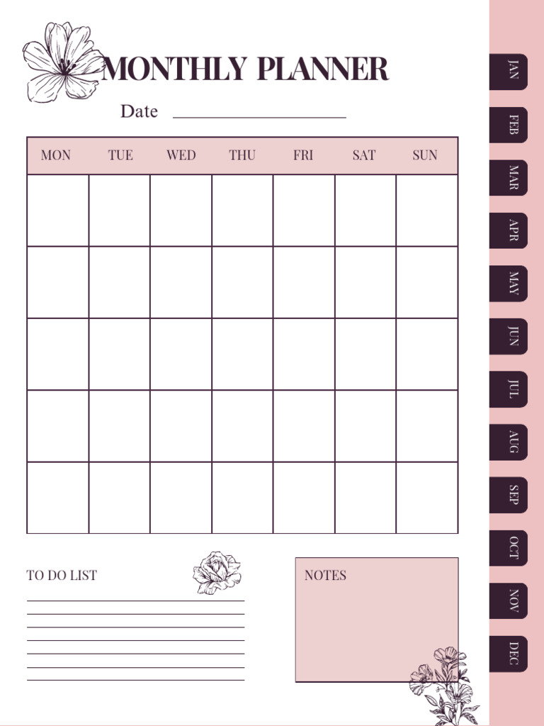 Monthly Planner Template 2025 | PDF
