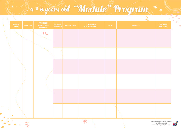 138ddd 4-6 Years Blank Module Program | PDF