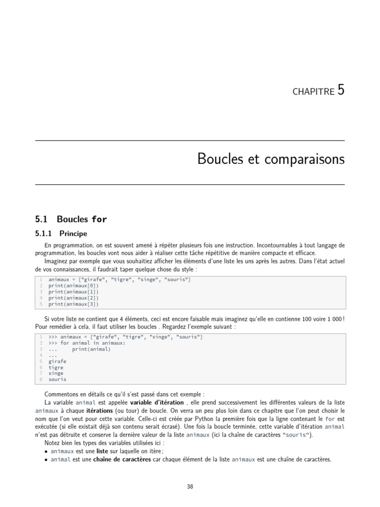 Boucles for et comparaisons en Python | PDF | Structure de contrôle ...