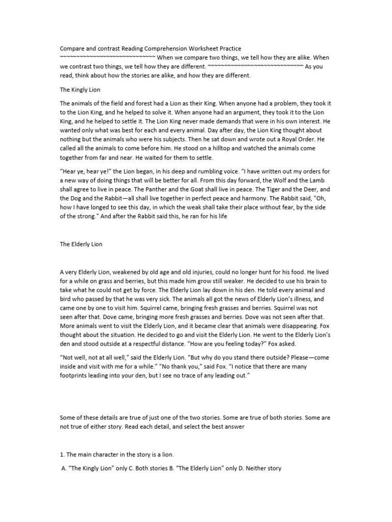 Grade 5 - English - Comprehension | PDF