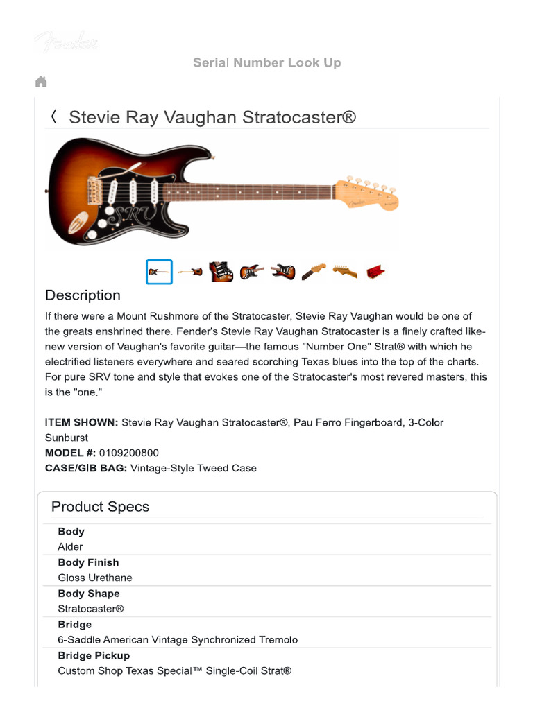 Fender SRV Spec | PDF