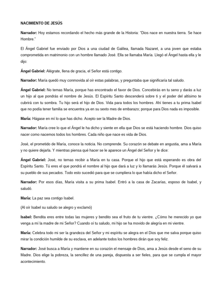 Nacimiento de Jesús: La Historia Sagrada | PDF | María, madre de Jesús ...
