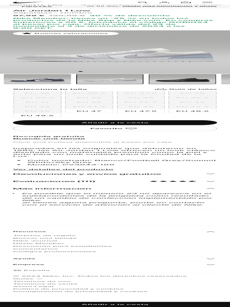 Air Jordan 1 Low Zapatillas - Hombre. Nike ES | PDF