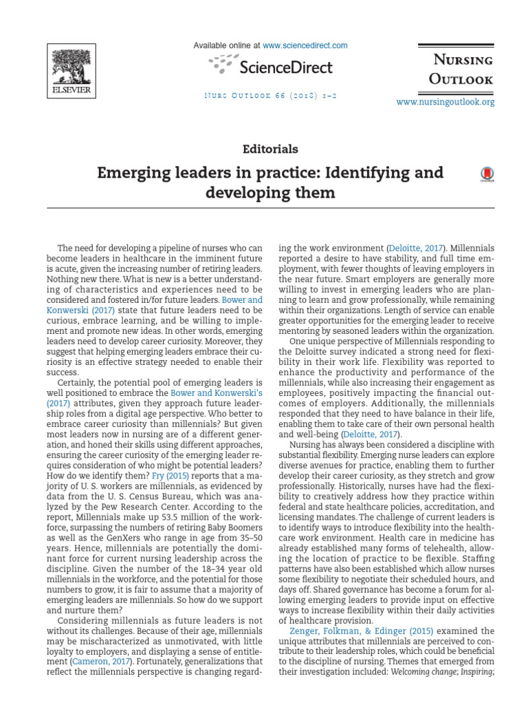 Developing Future Nurse Leaders | PDF | Millennials | Nursing
