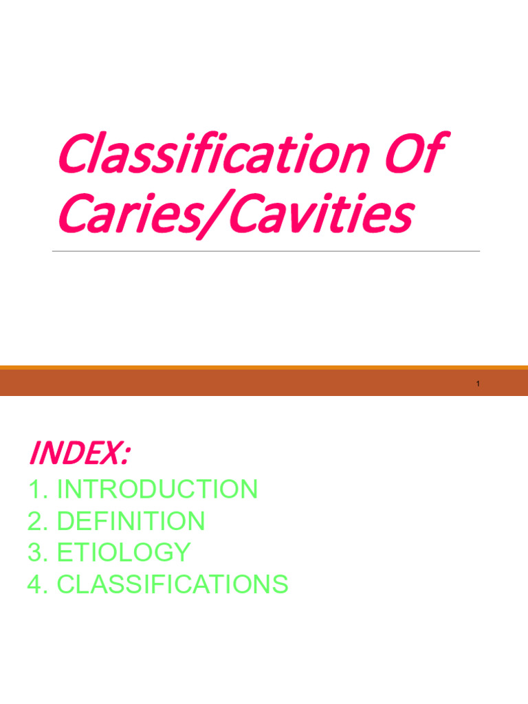 Classification of Caries Cavities Pedo | PDF | Human Tooth | Tooth