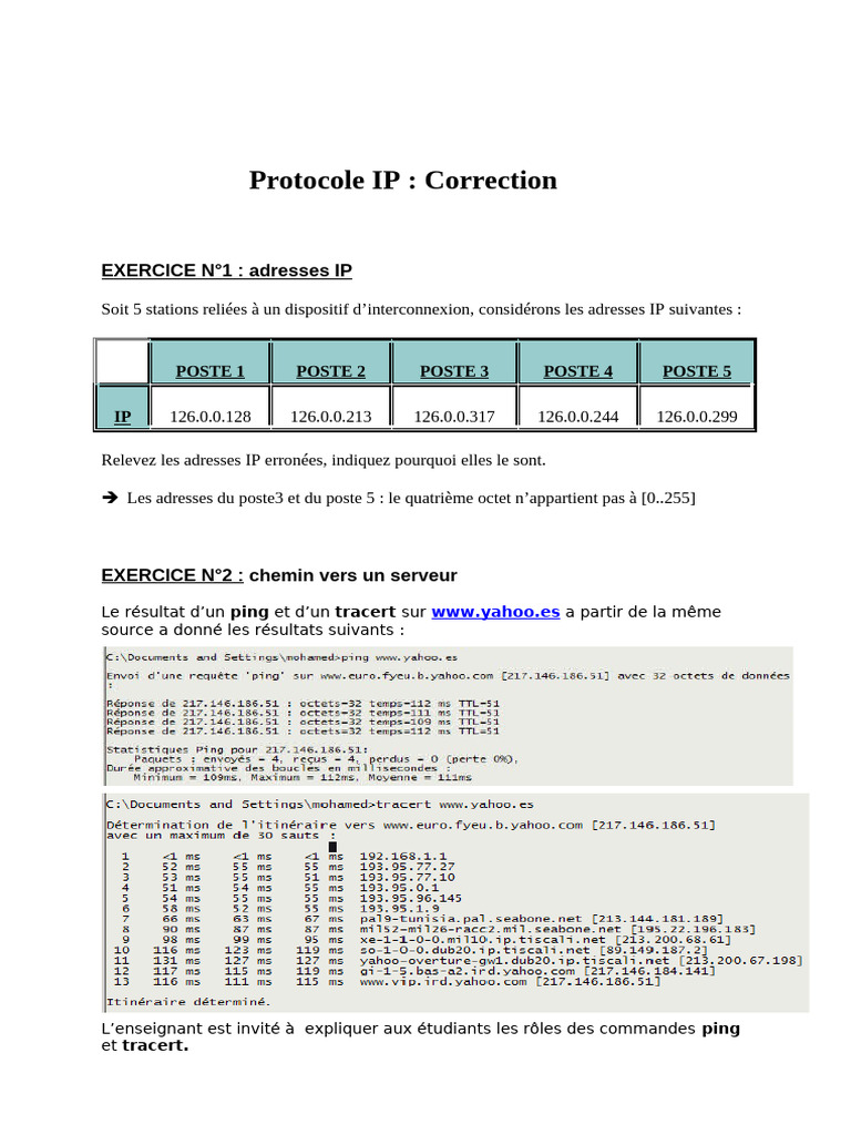 Révision des adresses IP et sous-réseaux | PDF | Protocoles Internet ...