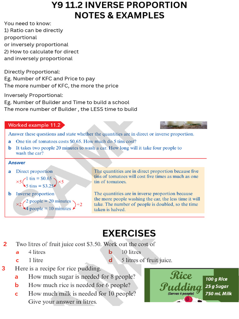 Inverse Proportion Explained: Y9 Guide | PDF