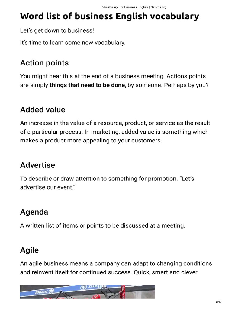 Business English Vocabulary Pdf Employment English Language