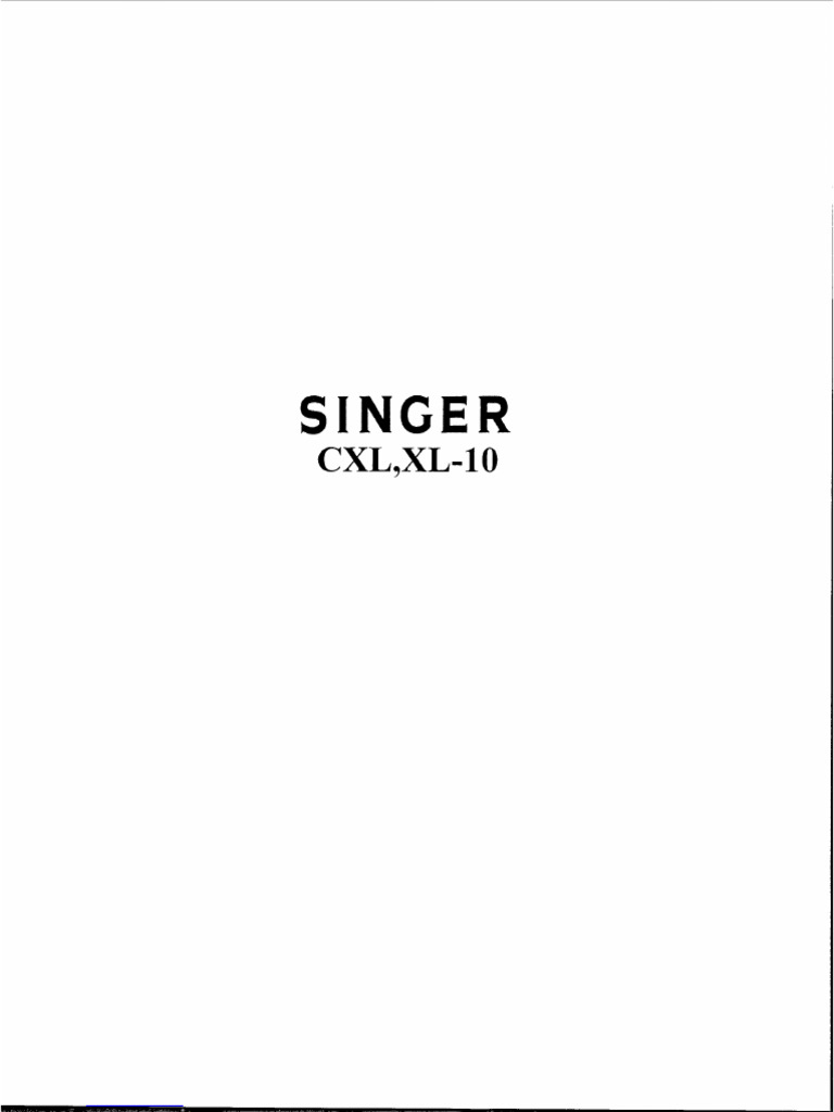 Singer Professional XL-10 Manual | PDF