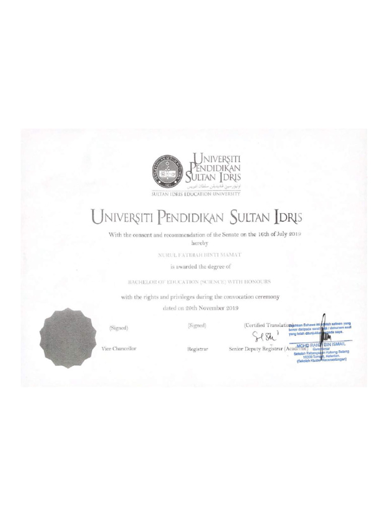 Sijil Ijazah Dan Transkrip | PDF