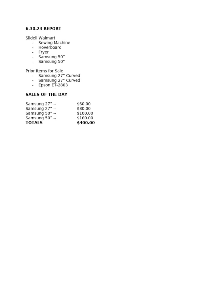 6-30-23 Walmart Sales Report | PDF