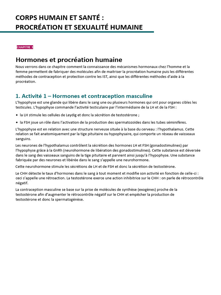 Hormones et procréation humaine expliquées | PDF | Progestérone ...