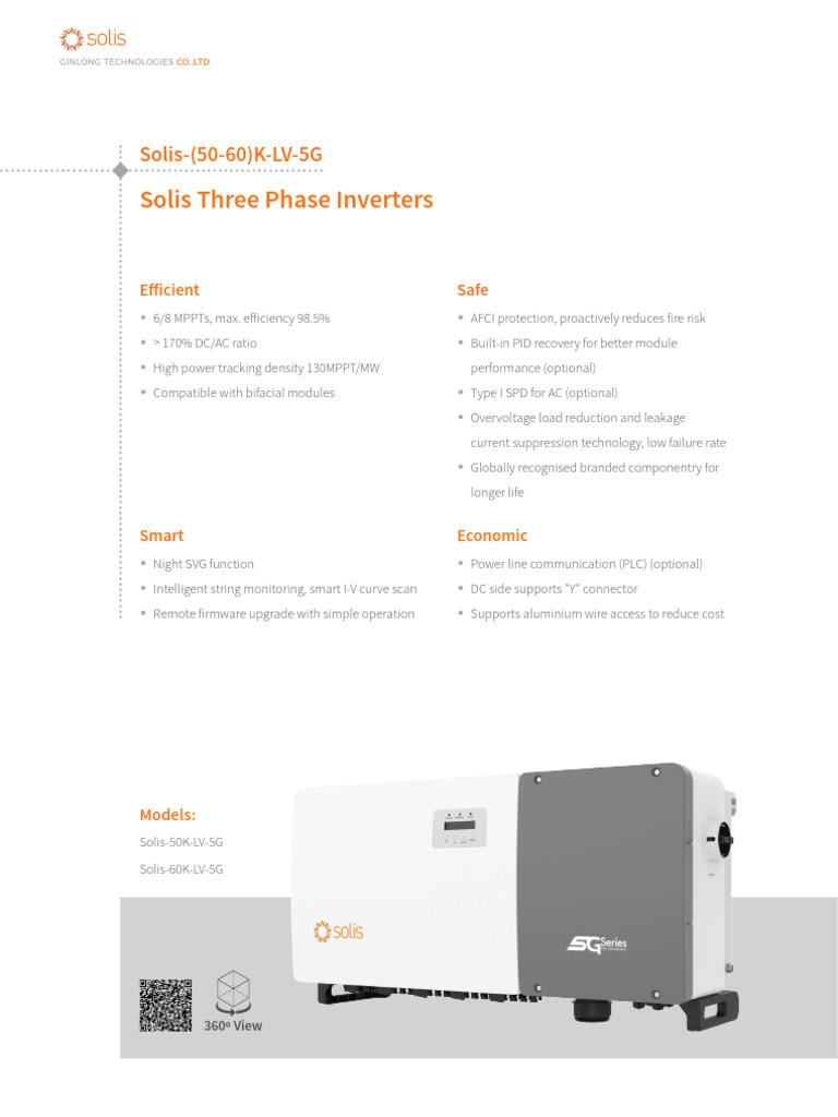 Solis 50K/60K LV 5G Inverter Datasheet | PDF | Alternating Current ...