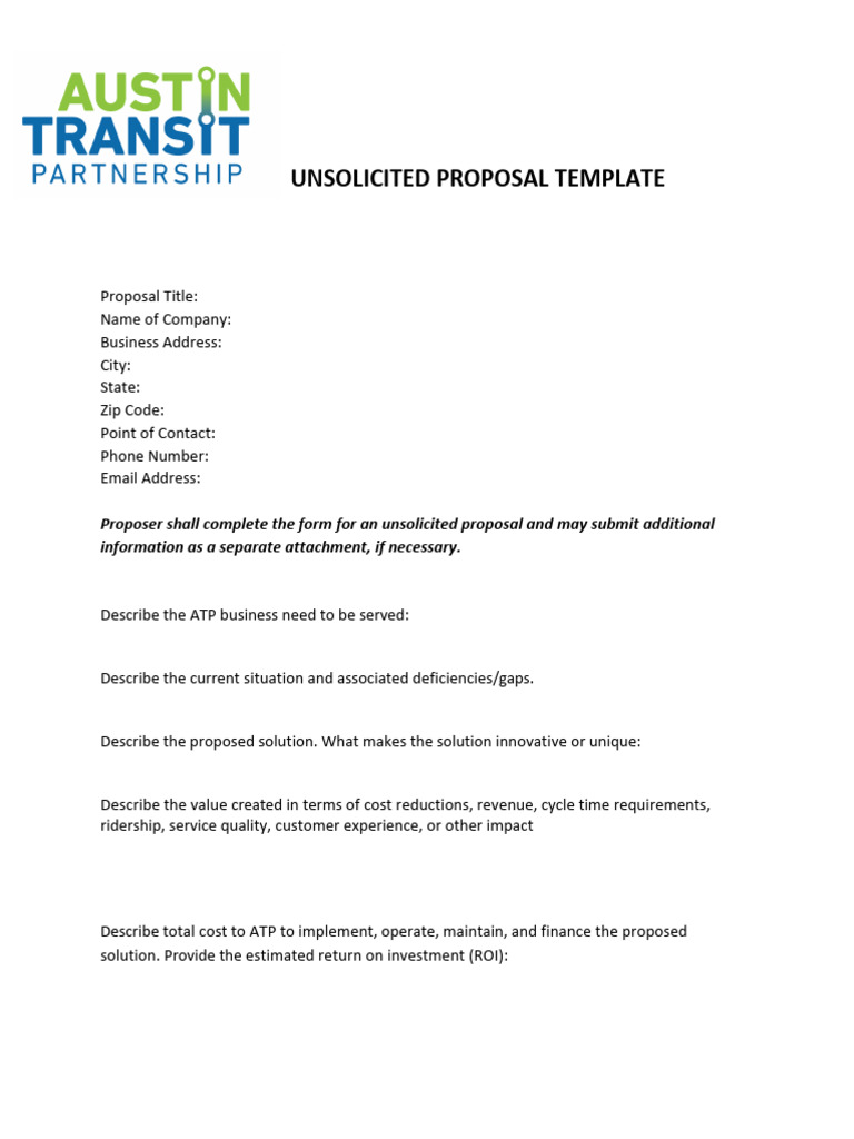Unsolicited Proposal Template Guide | PDF